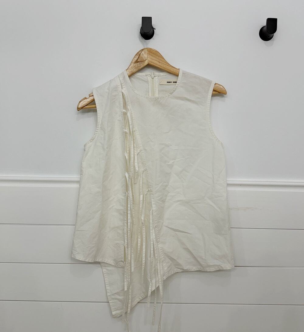 Women’s Damir Doma White Fringe Tank Top Size 40 US M 8-10